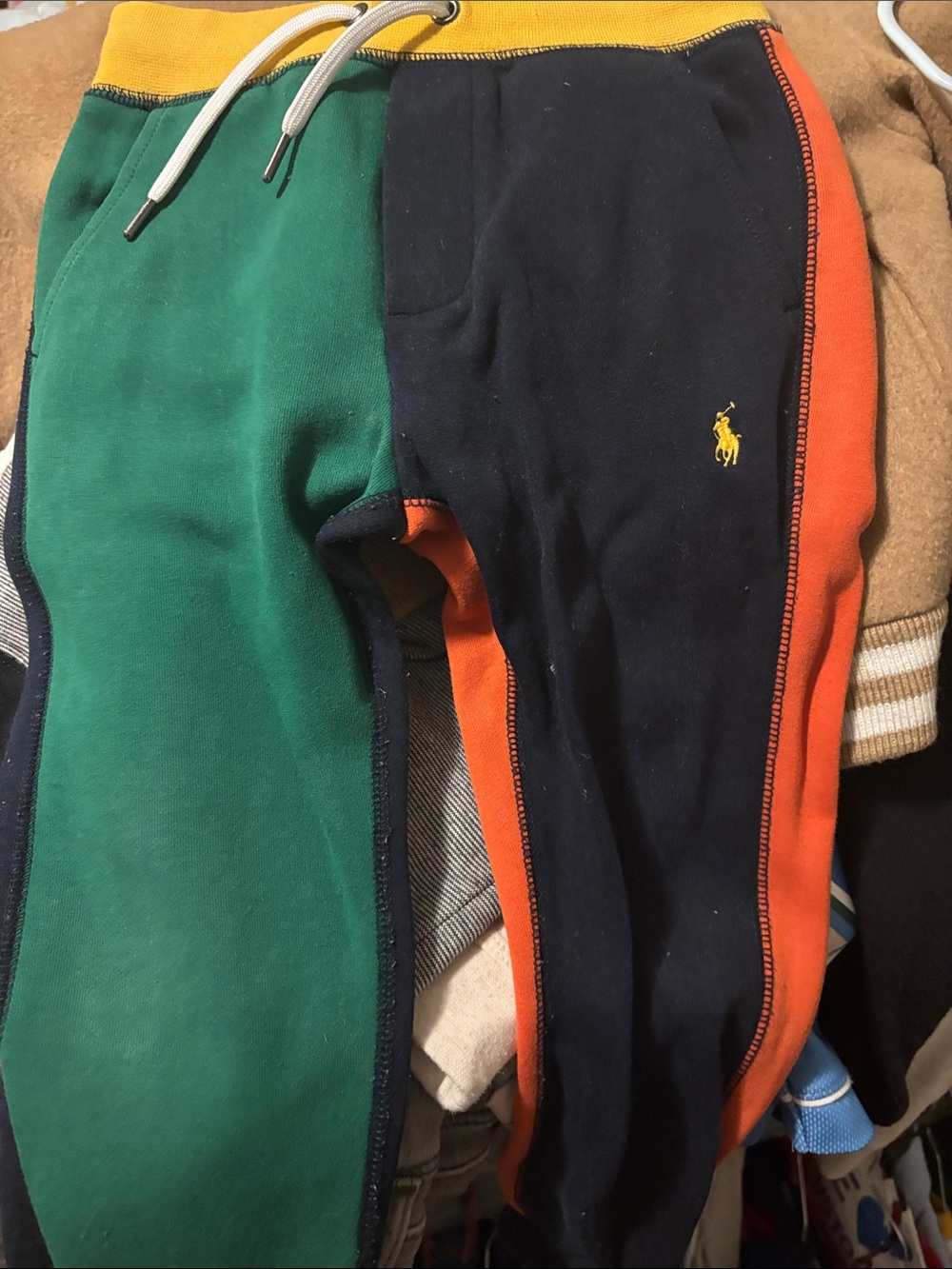 Ralph Lauren Kids Navy Colorblock Sweatshirt & Joggers Set with Yellow Pony - Picture 2 of 5